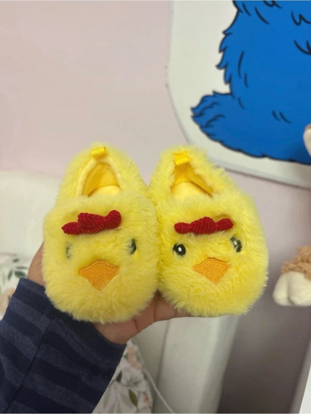 wonder nation Plush Chick Slip-On Shoes in Yellow with Red Detail